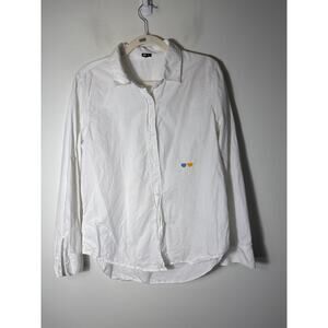 Monrow White Long Sleeve Button Up Cotton Shirt Sz M